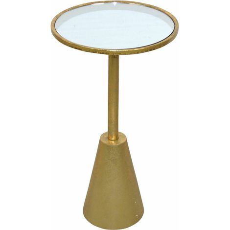 Table d'appoint rangement déco en métal plateau verre couleur or antique MED05127 (1/2)