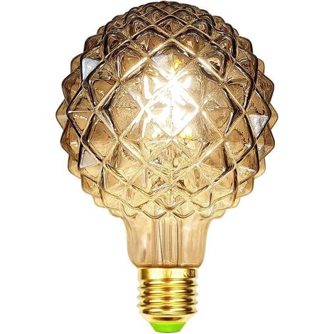 Rétro Ampoules LED Filament Edison Ampoules 4W Fumée Verre 220/240V E27 Cristal Ampoules Décoratives Art Déco G95 Cristal (Ananas) [Classe énergétique D] (1/4)