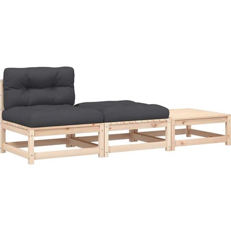 Maison Exclusive - Gartensofa ohne Armlehnen mit Kissen und Hocke