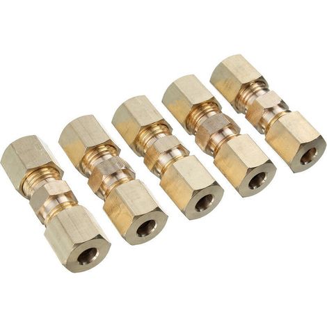 5PCS Raccord de compression en laiton connecteur droit 3/16'' union de conduite de frein hydraulique (1/4)