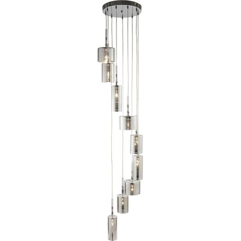 [GEBRAUCHT] B-Ware Searchlight Hängeleuchte Pendelleuchte Glasleuchte G4 Chrom Glas 9 Flammig (1/2)