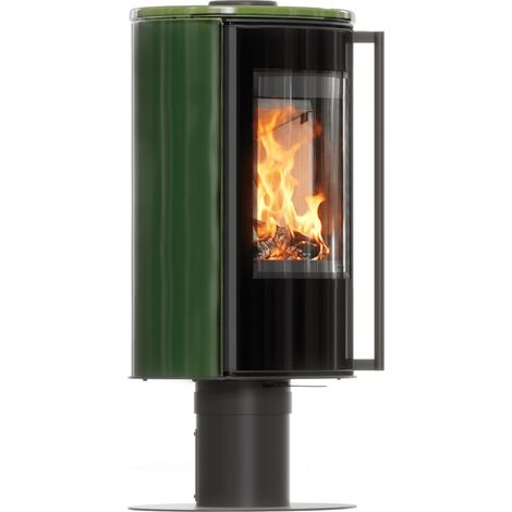 Freistehender Kaminofen mit Sockel ERIK/N/O 5,5 kW 150 grüne Kachel, Kachelabdeckung (1/5)