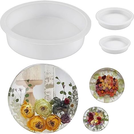 3 Pièces Moule Resine Epoxy, 7.5/9.5/20 cm Rond Moule Silicone  pour Résine Epoxy, pour Bricolage, Décorations Maison, Moulage de Résine (1/5)