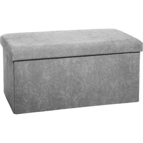 Pouf pliable coloris gris en velours - L. 76 x l. 38 x H. 38 cm -PEGANE-