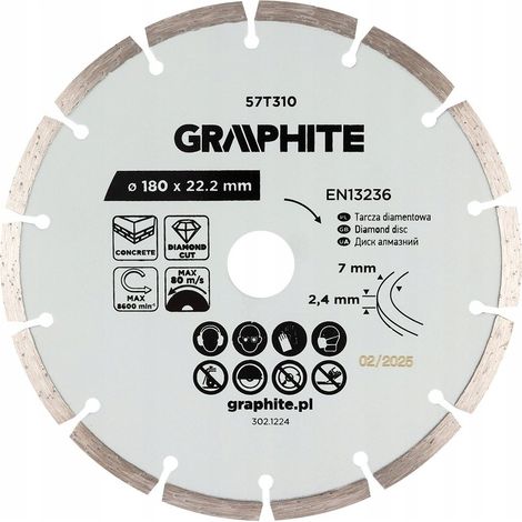 Meuleuse graphite 57t310 lame diamant 180 mm 22,2 mm