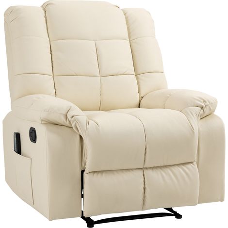 Massagesessel Fernsehsessel Elektrisch Relaxsessel Mit Massagefunktion Kunstleder Holz Stahl Schaumstoff Cremeweiß 94 X 99 X 99 Cm