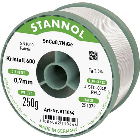 Stannol Lötdraht Kristall 600 Lötzinn, bleifrei bleifrei, Spule  REL0 250 g 0.7 mm