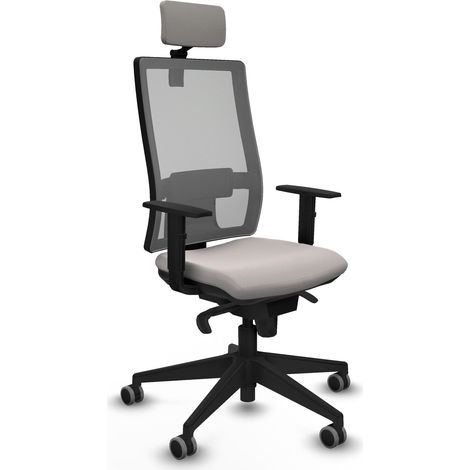 Horna sincro malla gris similpiel blanco brazos 1D base piramidal cabecero 2D ruedas 65mm engomadas (1/5)