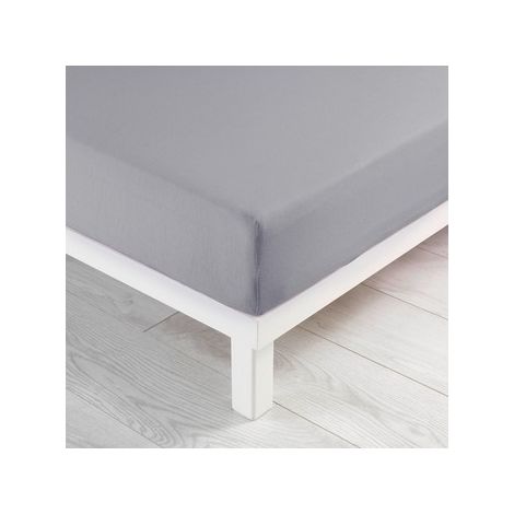 Drap housse uni - 140 x 190 cm - Jersy - Gris - Livraison gratuite (1/3)