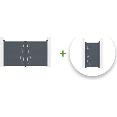 Pack puerta batiente LIFE 300 x 180 cm + Puerta peatonal LIFE 100 x 180 cm