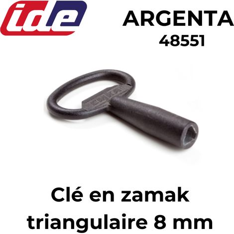 Clé zamak triangulaire 8mm pour coffret Argenta