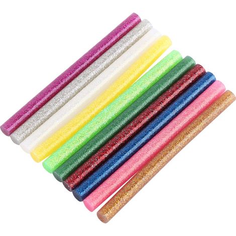 Lot de 10 bâtons de colle thermofusible multicolores, kit adhésif pour bricolage et fixation créative (1/5)