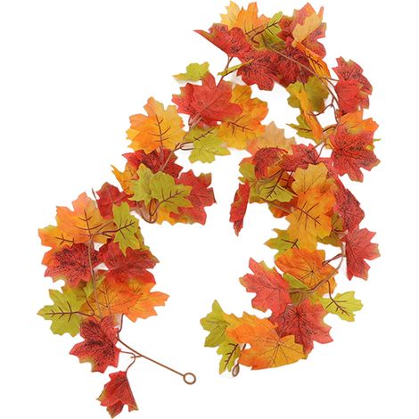 Guirlande de feuilles d'érable artificielles aux couleurs vives, idéale pour la décoration de la maison à l'occasion de Thanksgiving.