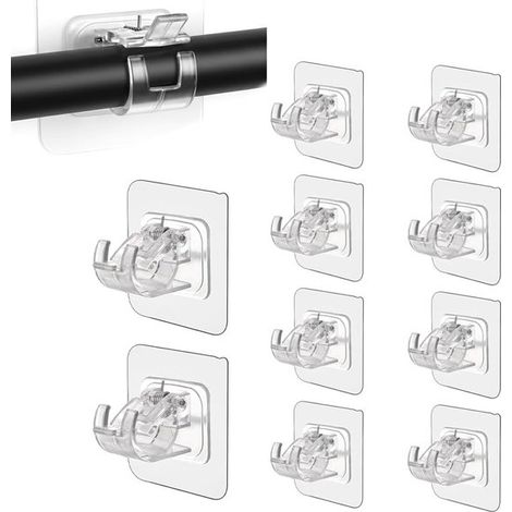 Barra para cortinas, no requiere taladrar, ganchos autoadhesivos para barra de cortinas, para cocina, baño. (1/5)