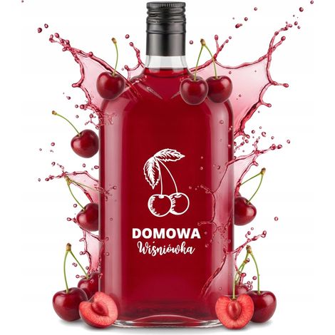 Botella clásica de 500 ml con impresión de licor de cereza casero para bodas de 0,5 l. (1/5)
