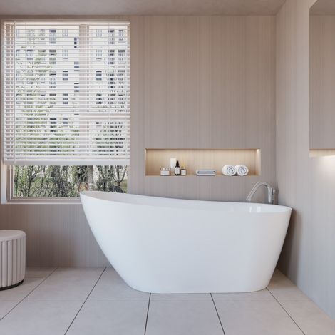 Grande Baignoire îlot ovale design acrylique pour salle de bain 170x78x73cm Blanc brillant (1/5)