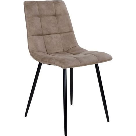 Chaise - HOUSE NORDIC - Middlefart - Microfibre marron clair - Pieds en métal noir - Confort contemporain