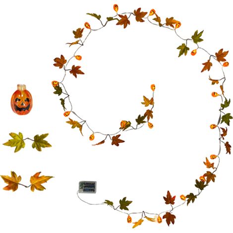 Décoration d'intérieur pour Halloween : citrouille en érable artificiel, guirlande lumineuse murale en forme de feuille d'érable artificielle, guirlande lumineuse de 3 m de long, motif feuille d'érabl (1/3)
