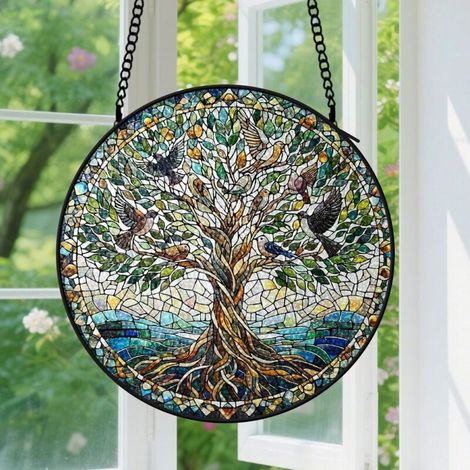 Capteur de soleil en vitrail - décoration spirituelle 15cm (1/4)