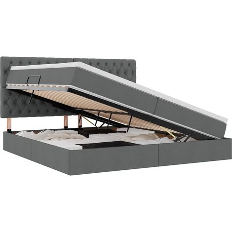 Maison Exclusive - LED-Speicherbett mit Matratze Dunkelgrau 200 x