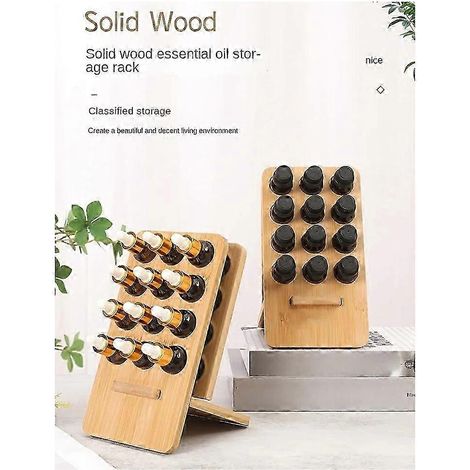 Présentoir en bois à 12 emplacements pour flacons d'huiles essentielles de 15 ml, compatible avec le présentoir de rangement pour flacons de parfum d'aromathérapie doTERRA. (1/5)