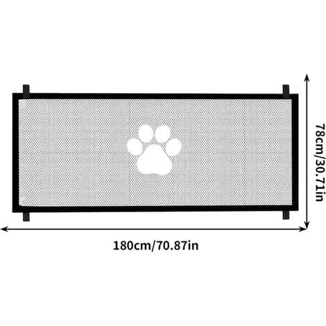 Husdjursgrind, hundgrind för inomhusbruk, ingen borrning, justerbar, noir, 180x78 cm