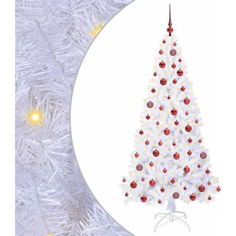 Sapin de Noël artificiel avec 300 lumières LED blanches, 180 cm de haut, en PVC et acier. (1/5)