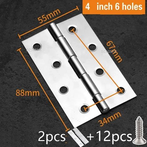(Charnière 2-4 pouces - 16 vis) Accessoires Charnière plate épaisse de haute qualité en acier inoxydable 304 pour porte, disponible en 2 pièces (1/1,5/2/2,5/3/4 pouces) - Quincaillerie pour meubles (1/5)