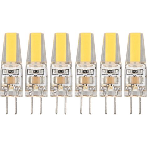 Packung mit 6 COB G4 LED-Lampen, 6W 500LM, Silikagel, energiesparend, für Decken-, Wand- und Tischlampen, 220V, warmweißes Licht.