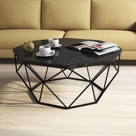 Couchtisch Coazzolo, achteckig, Tischplatte aus Holzwerkstoff, Farbe Schwarz, 90x90x38h cm Schwarz (1/5)