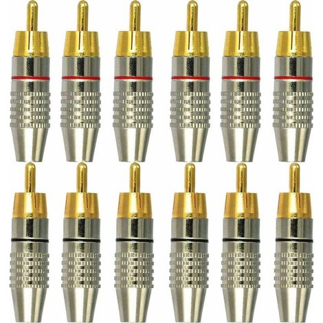 12Pcs RCA Male Connector, RCA Audio Video Connectors, RCA Terminal Audio Connector, RCA Solderless Connector, RCA Plug Jack Connectors
