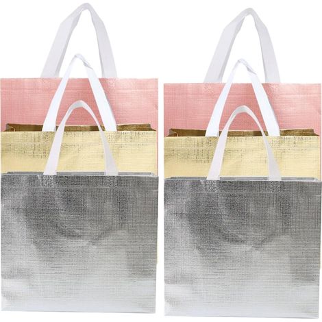 Handtaschen 6 Stück Doppelgriffe kleine Größe Metallic