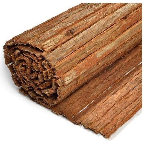 Cerramiento Natural de Corteza de Pino Simple Cara Cerramiento Alta Densidad para Jardín y Terraza Rollo: 1 x 5 metros -