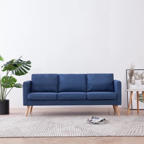 Canapé droit fixe à 3 places  Canapé scandinave Sofa  Tissu Bleu (1/5)