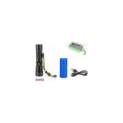 Lampe Torche LED Ultra Puissante - Lampe de Poche Rechargeable 3000 Lumens S6000 Lampe Tactique, Lampe Torche LED Rechargeable USB, 4 Modes Torche Lampe de Poche Intensité Ajustable Zoomable étanche (1/5)