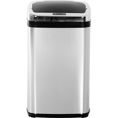 30-Liter-Infrarot-Mülleimer mit Beutelring, Edelstahl und ABS, 33 x 25 x 58 cm, Silber