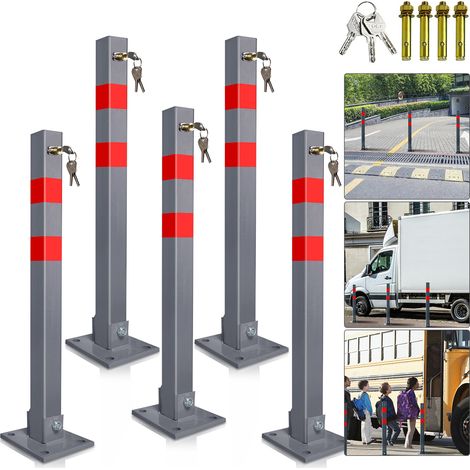 Jopassy Palo di sbarramento 5X Barriera pieghevole per parcheggio 66cm bloccabile in acciaio inox