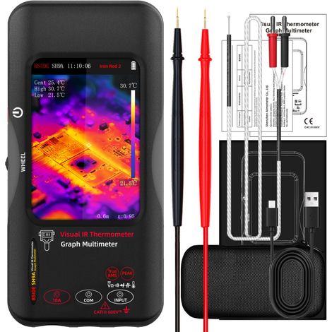 Multimetro con termocamera - Risoluzione IR 428×320, 10A AC/DC, 20.000 parole, touchscreen da 3,98", termocamera IR a 25Hz, 15 sensori termici, SH9A