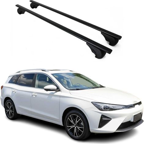 OMAC Barres de toit pour MG5 EV 2021-2026 – TÜV / DIN 75302:2019 – Antivol inclus – Charge max 75 kg – 2 barres Noir (1/4)