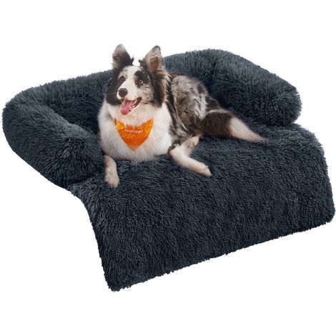 FluffyHug Panier pour Chien, Tissu Peluche, Tapis, Couverture de Protection pour Canapé, Taille XL, pour Chiens de Moyenne et Grande Taille, 110 x 95 x 18 cm, Gris Foncé (1/5)