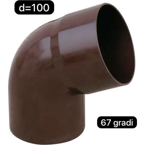 Curva in p.v.c per tubo pluviale testa di moro dm.100  67 gradi