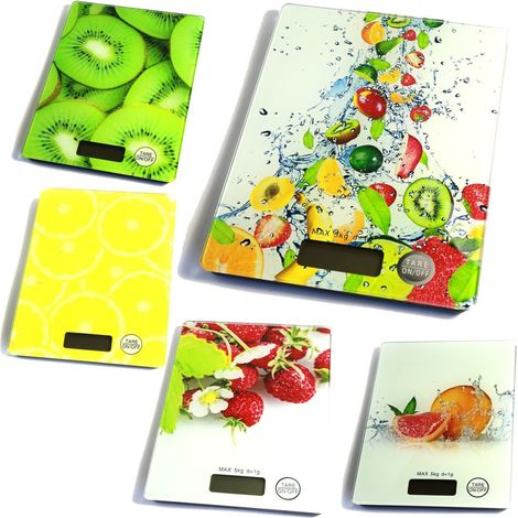 TrAdE Shop Traesio - Bilancia Digitale Lcd Piatto Ripiano In Vetro Da Cucina 5kg Da1gr A 5kg Fantasia - (1/5)