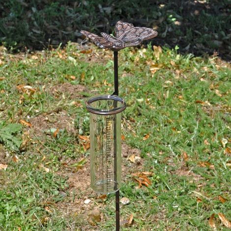 Pluviomètre papillon en fonte 71x8x10cm – Élégance et mesure dynamique pour jardin – Design artistique captivant – La Grande Prairie