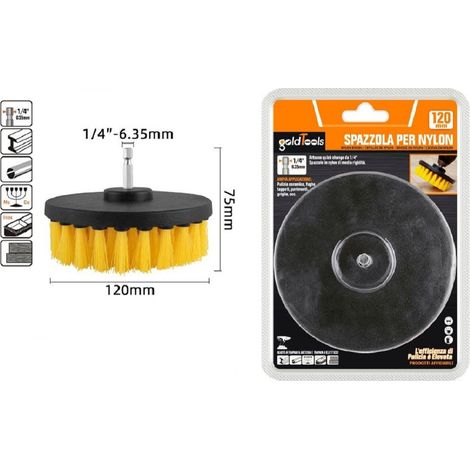Kaela - Spazzola In Nylon 120mm Attacco 1/4" Rotante Trapano Elettrico Per Pulizia 57240 - (1/2)