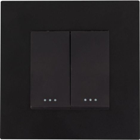 Interruptor Pulsador Doble con Marco PC Modern Negro