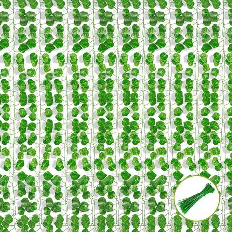 Guirlande de feuilles de vigne artificielles Bcc, 12 pièces – avec attaches de câble – pour décoration murale, jardin, mariage, fête (1/4)