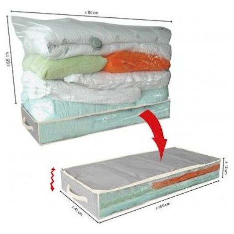5Five Simply Smart – Boîte de rangement sous lit 100 x 45 x 15 cm – Housse en polypropylène – Protège contre poussière et humidité – Transparent
