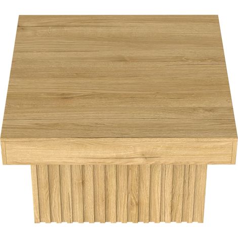Table basse en bois avec plateau PB et base MDF, 79x79x46 cm, couleur bois naturel (1/5)