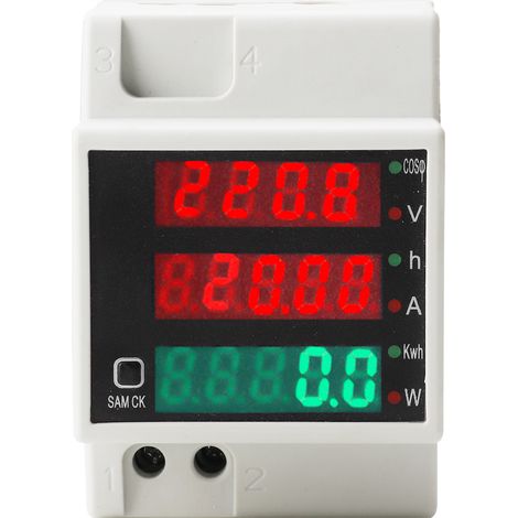 Compteur d'énergie digitale multifonction AC 80-300V/100A pour mesure de kWh, puissance, tension, courant et facteur de puissance – Installation rail DIN (1/2)