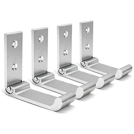 4 pièce - Argent - Crochets Muraux Pliables,Support mural pliable Le Bureau, Support De Suspension De Casque De Jeu Pliable, Support De Casque Réglable En Aluminium Pour Toutes Les Tailles De Casque (1/4)